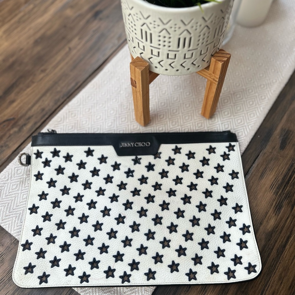 Jimmy Choo White and Black Star Clutch
